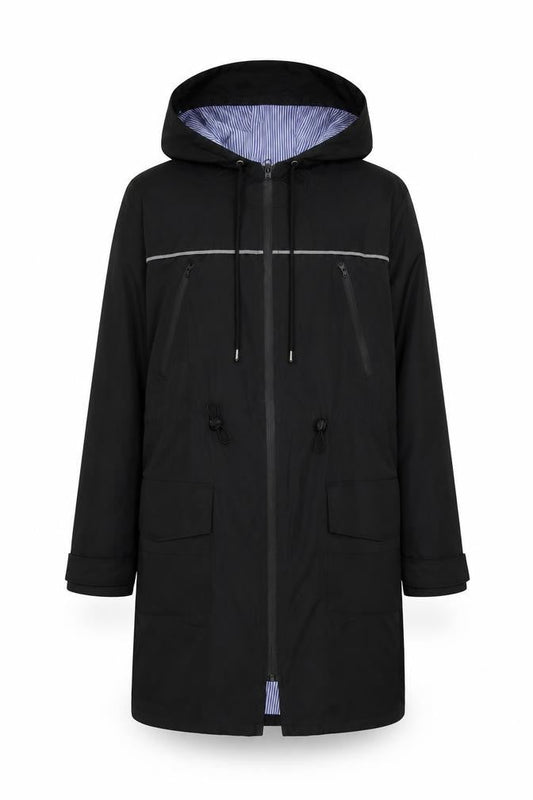 Jasambac Womens Black Rain Coat Coat Size S Zip