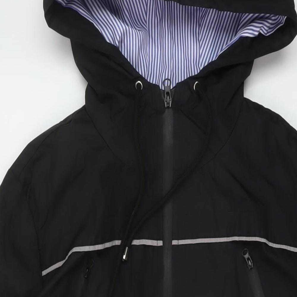 Jasambac Womens Black Rain Coat Coat Size S Zip
