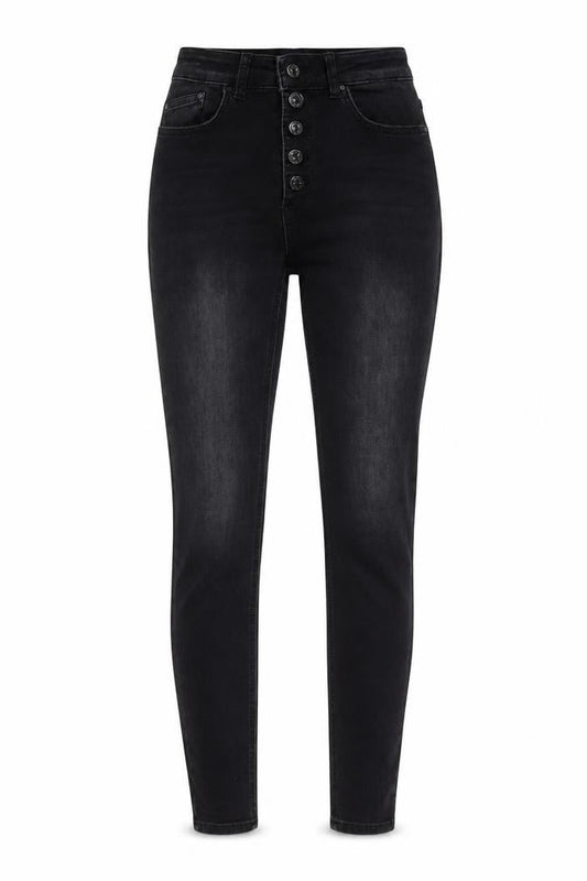 Front view of Only women’s grey cotton skinny jeans, size UK 24, in, 30-inch leg regular button