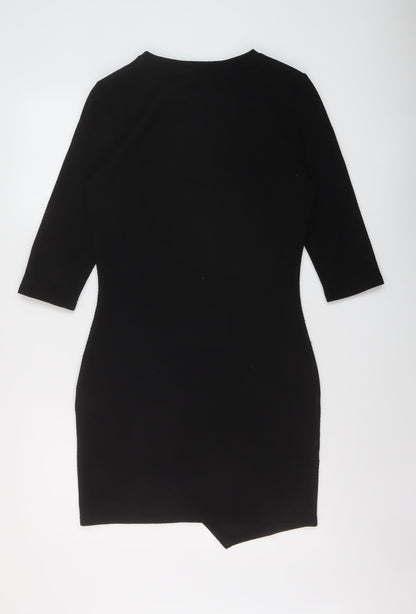 Mango Womens Black Polyester Sheath Size M Round Neck Pullover