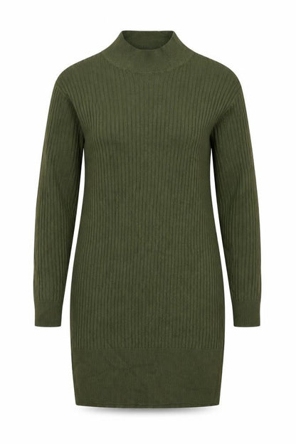 Marks and Spencer Womens Green Mock Neck Acrylic Tunic Jumper Size S