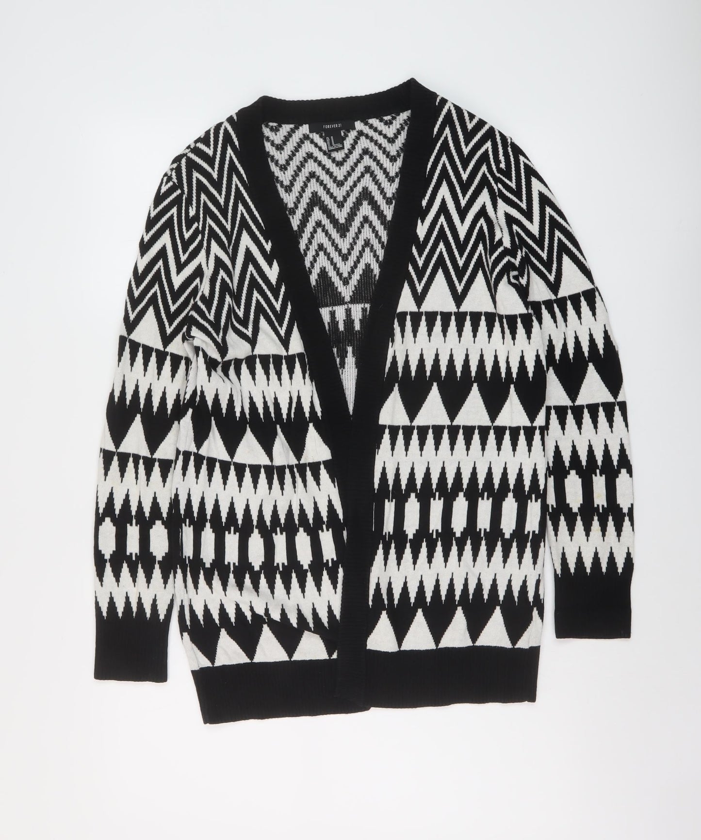 Womens UK Size M FOREVER 21 Black Cardigan Jumper
