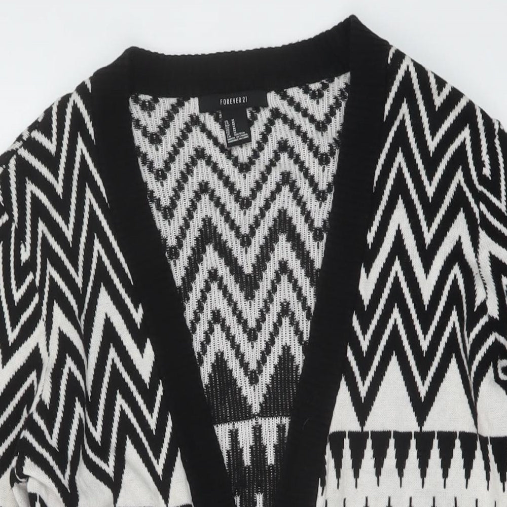 Womens UK Size M FOREVER 21 Black Cardigan Jumper