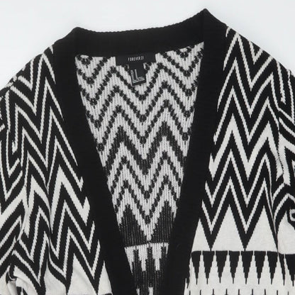 Womens UK Size M FOREVER 21 Black Cardigan Jumper