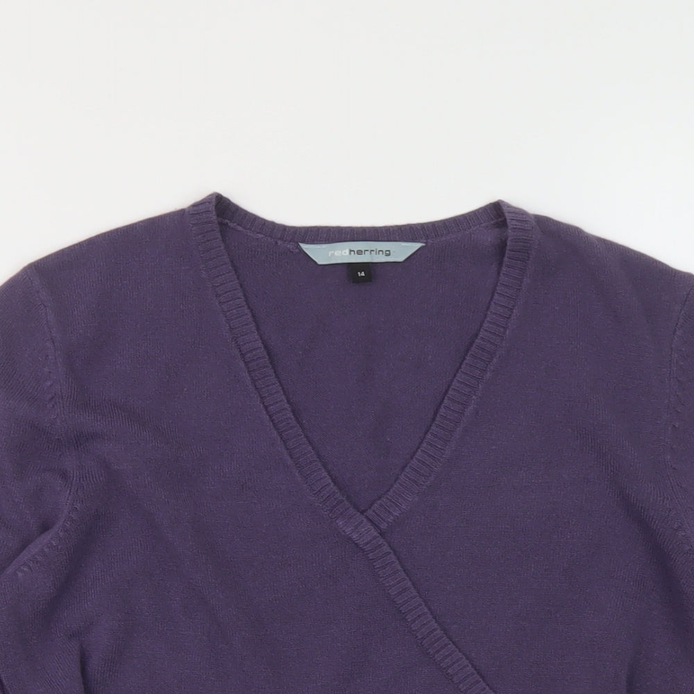 Womens UK Size 14 Red Herring Purple Pullover Jumper
