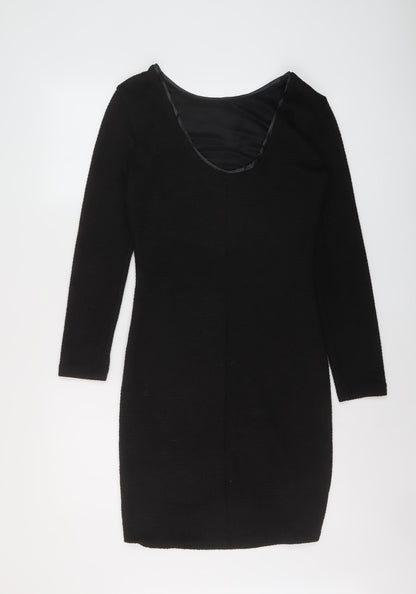 Mango Womens Beige Polyester Bodycon Size S Round Neck Pullover