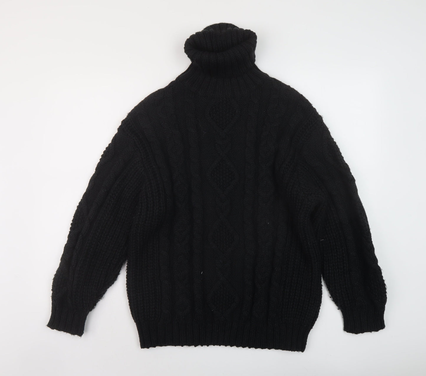 Monkli Womens Black Roll Neck Polyester Pullover Jumper Size XS