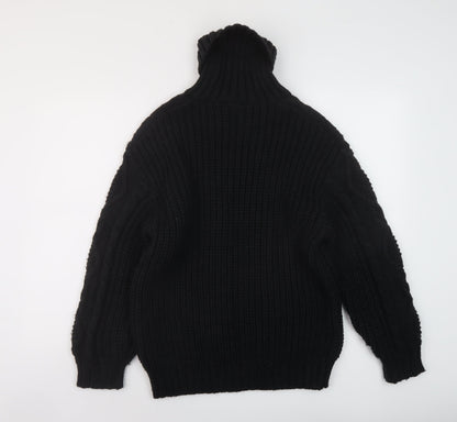 Monkli Womens Black Roll Neck Polyester Pullover Jumper Size XS