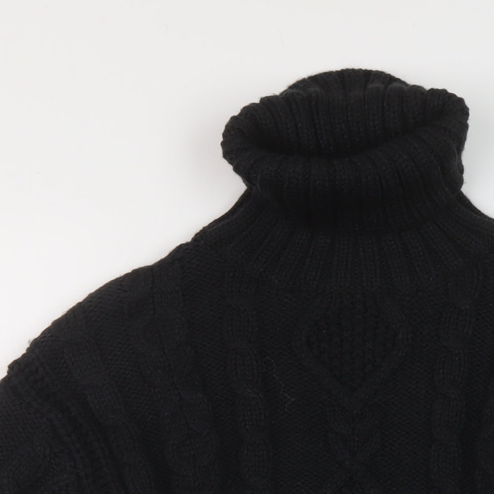 Monkli Womens Black Roll Neck Polyester Pullover Jumper Size XS