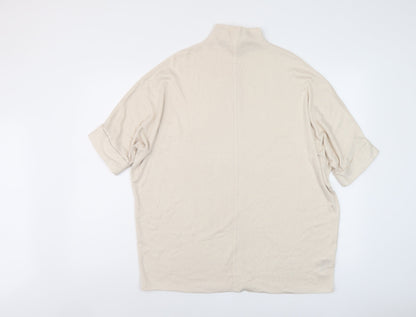 Apricot Womens Beige Mock Neck Viscose Pullover Jumper Size 10