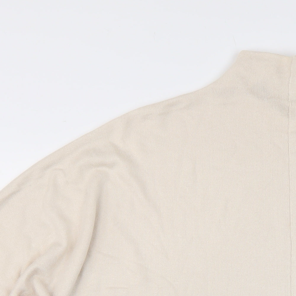 Apricot Womens Beige Mock Neck Viscose Pullover Jumper Size 10