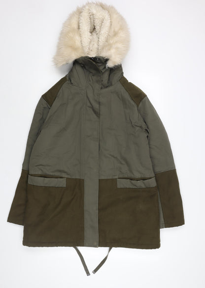 Womens UK Size 10 Topshop Green Parka Coat
