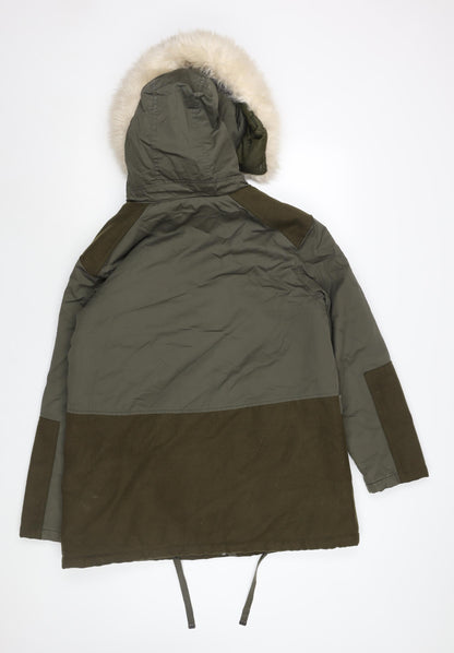 Womens UK Size 10 Topshop Green Parka Coat