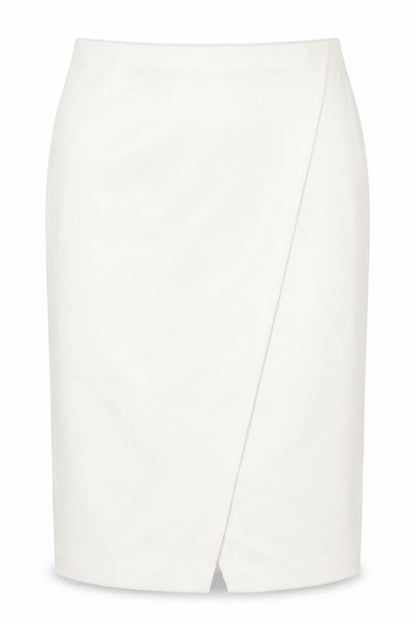 Marks and Womens Ivory Polyester Straight & Pencil Skirt Size 24 Zip - Wrap Style