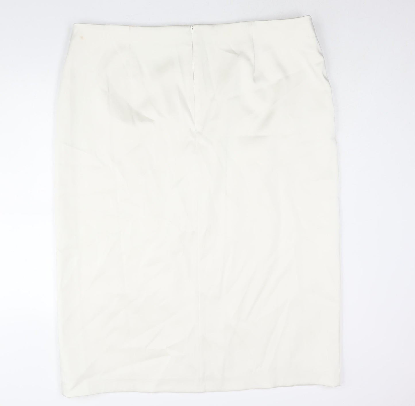 Marks and Womens Ivory Polyester Straight & Pencil Skirt Size 24 Zip - Wrap Style