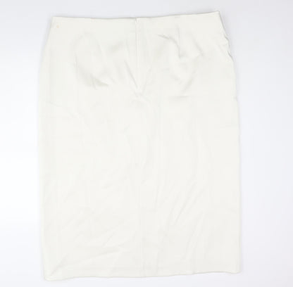 Marks and Womens Ivory Polyester Straight & Pencil Skirt Size 24 Zip - Wrap Style
