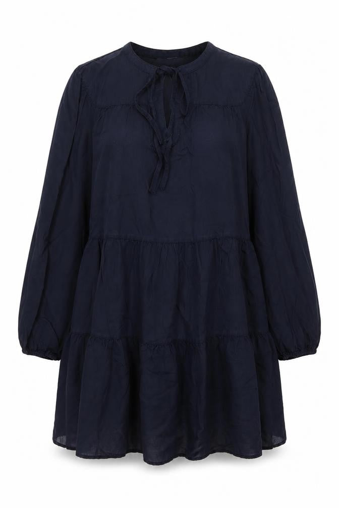 Marks and Spencer Womens Blue Lyocell Shift Size 16 V-Neck Tie - Smocked