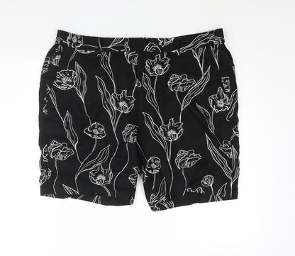 Autograph Mens Black Floral Polyester Chino Shorts Size 40 in L7 in Regular Zip