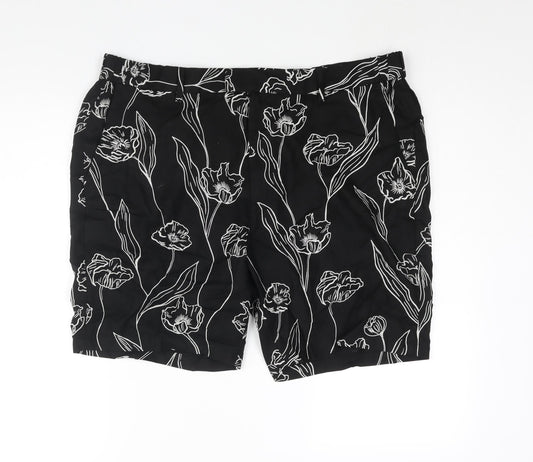 Autograph Mens Black Floral Polyester Chino Shorts Size 40 in L7 in Regular Zip