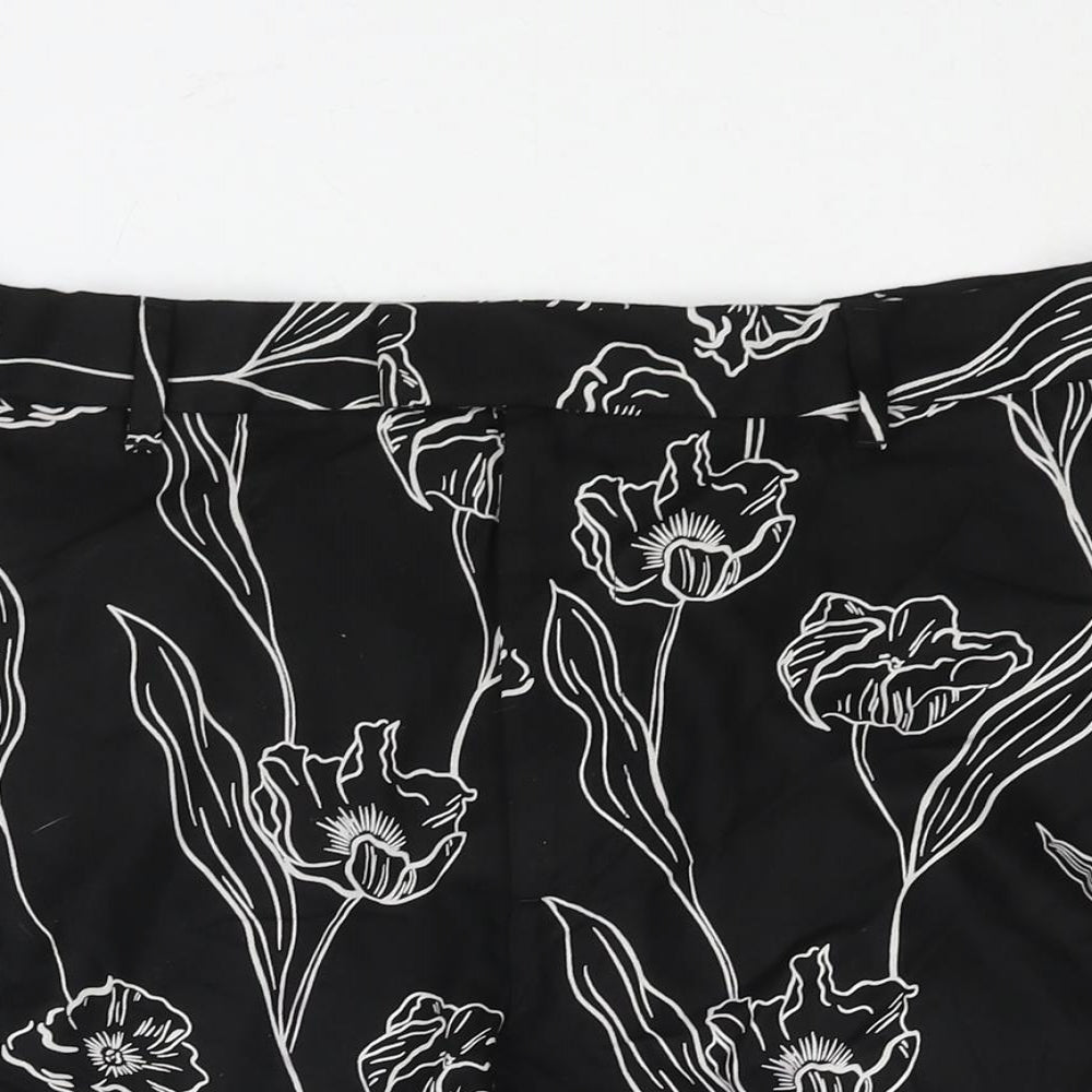 Autograph Mens Black Floral Polyester Chino Shorts Size 40 in L7 in Regular Zip
