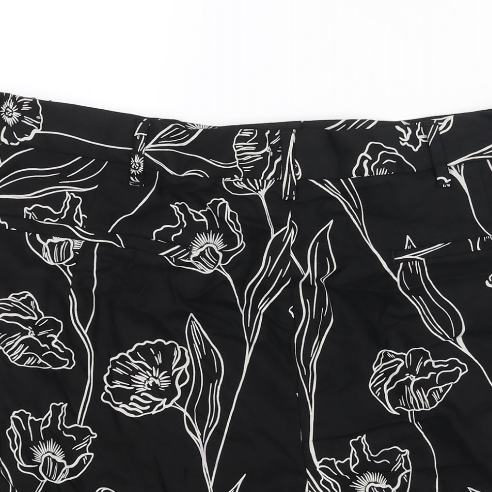 Autograph Mens Black Floral Polyester Chino Shorts Size 40 in L7 in Regular Zip