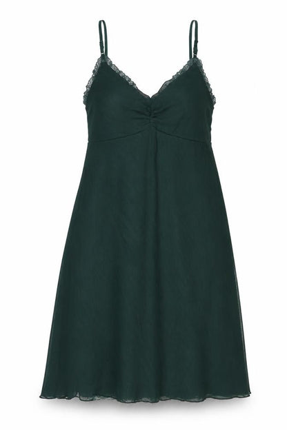 Kookai Womens Green Polyester Shift Size 10 V-Neck Zip - Belted Lace Trim