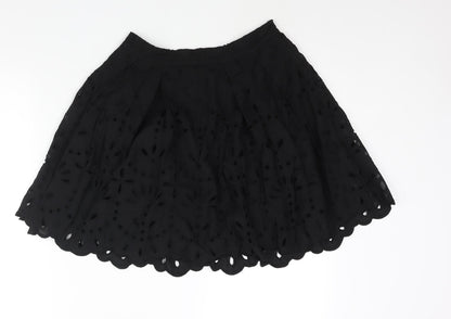 H&M Womens Black Cotton A-Line Skirt Size 10 Zip
