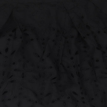 H&M Womens Black Cotton A-Line Skirt Size 10 Zip