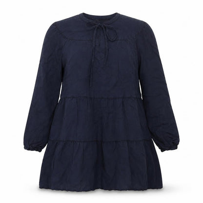 Marks and Spencer Womens Blue Lyocell A-Line Size 12 V-Neck Tie - Smocked