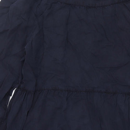 Marks and Spencer Womens Blue Lyocell A-Line Size 12 V-Neck Tie - Smocked