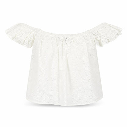 ASOS Womens White Cotton Basic Blouse Size 10 Off the Shoulder