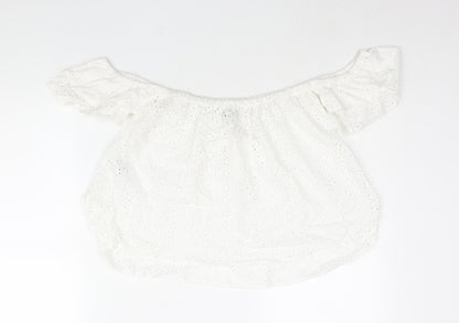 ASOS Womens White Cotton Basic Blouse Size 10 Off the Shoulder