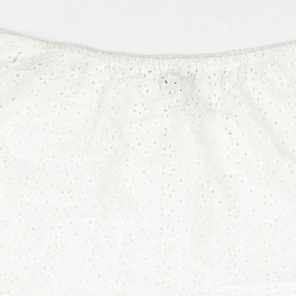 ASOS Womens White Cotton Basic Blouse Size 10 Off the Shoulder