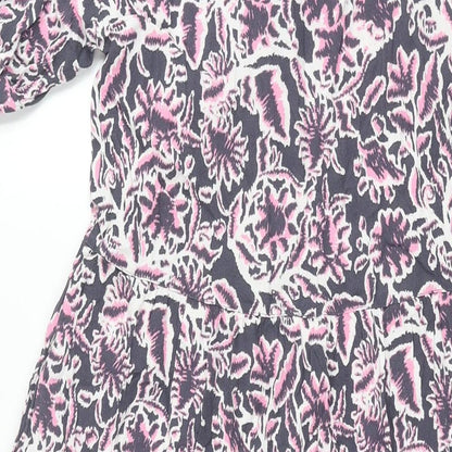 Marks and Womens Multicoloured Geometric Viscose Shift Size 6 Round Neck Button