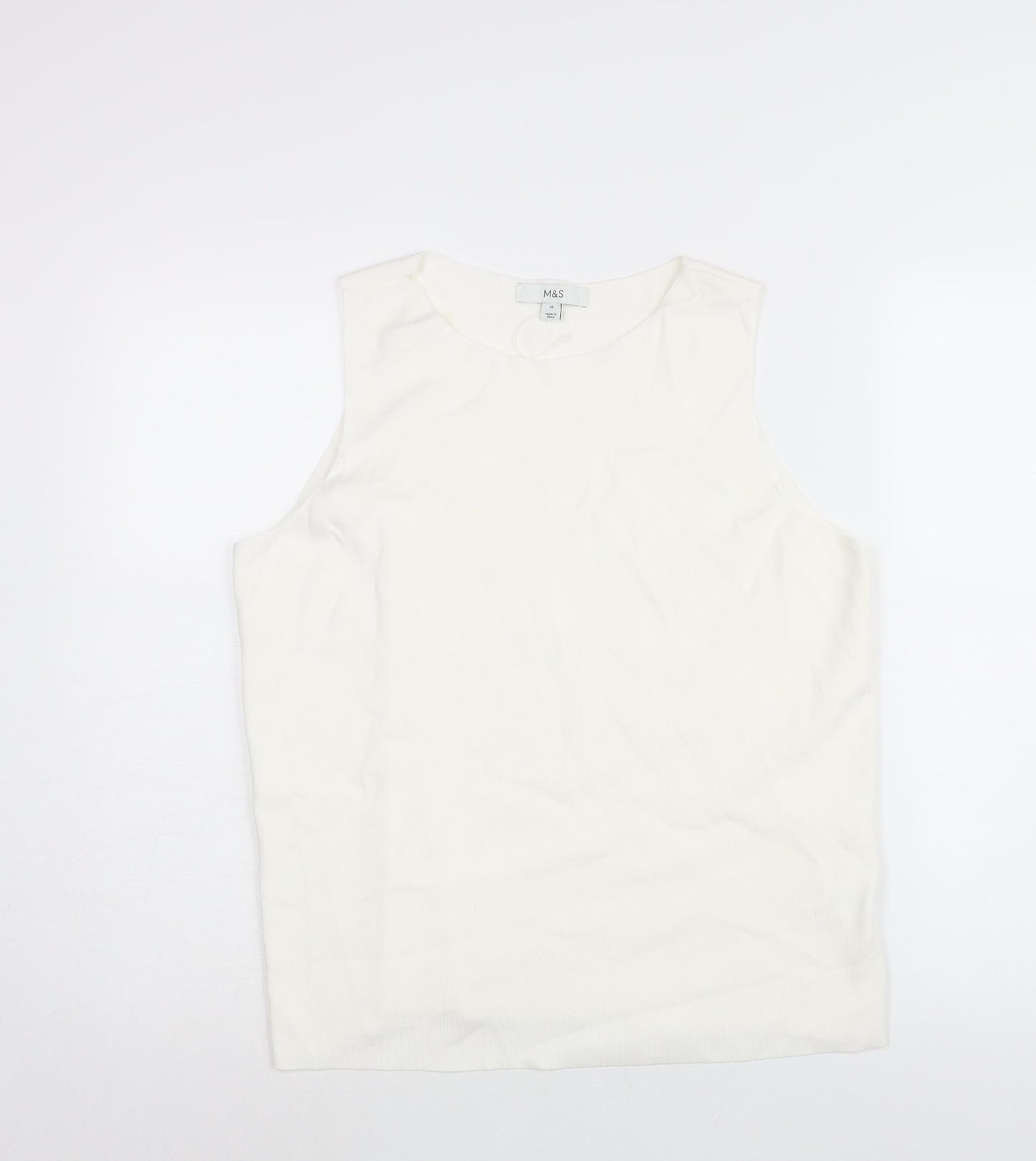 Marks an]d Womens Ivory Round Neck Acrylic Vest Jumper Size 18