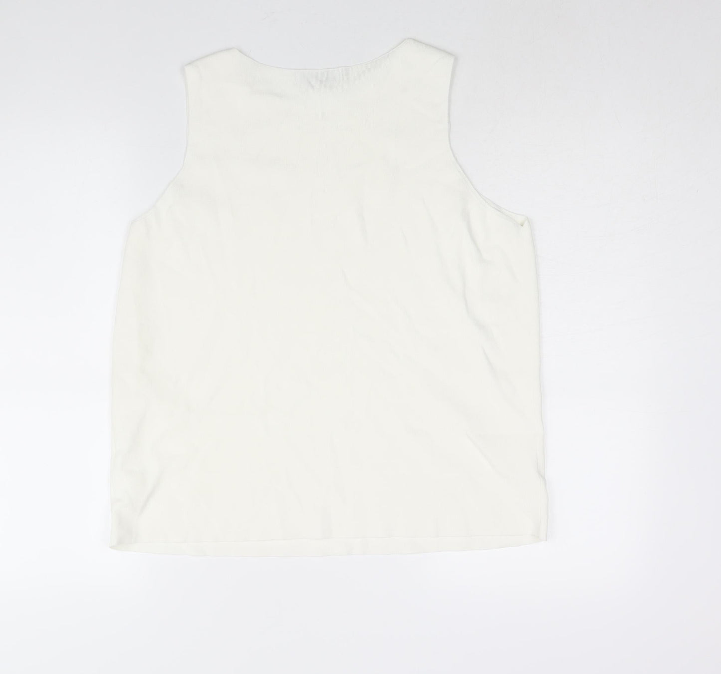 Marks an]d Womens Ivory Round Neck Acrylic Vest Jumper Size 18