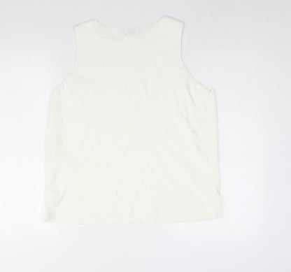 Marks an]d Womens Ivory Round Neck Acrylic Vest Jumper Size 18