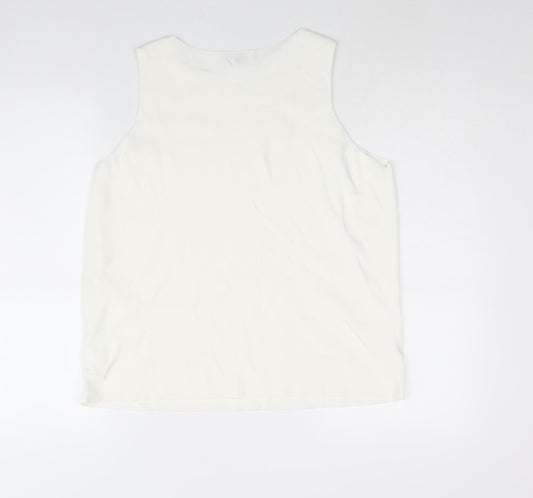 Marks an]d Womens Ivory Round Neck Acrylic Vest Jumper Size 18