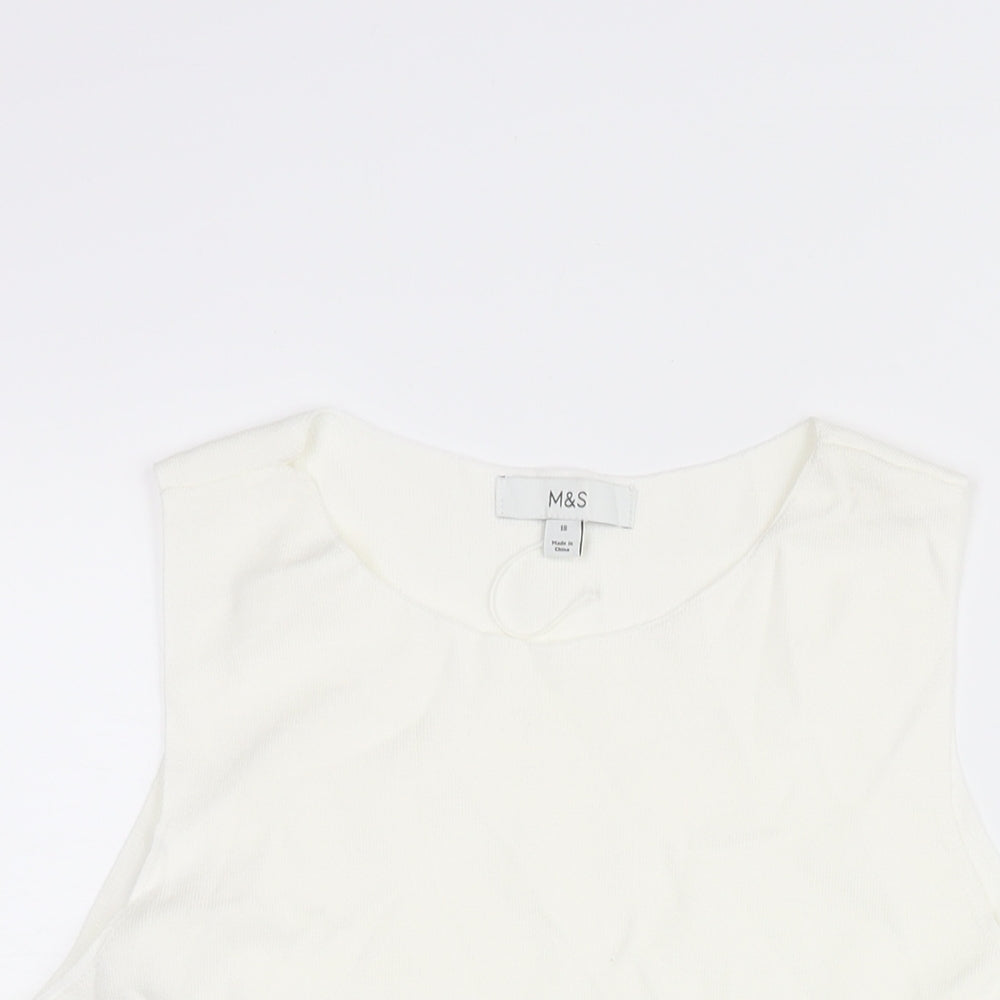 Marks an]d Womens Ivory Round Neck Acrylic Vest Jumper Size 18