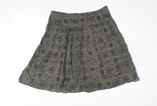Marks and Spencer Womens Brown Cotton A-Line Skirt Size 14 Zip