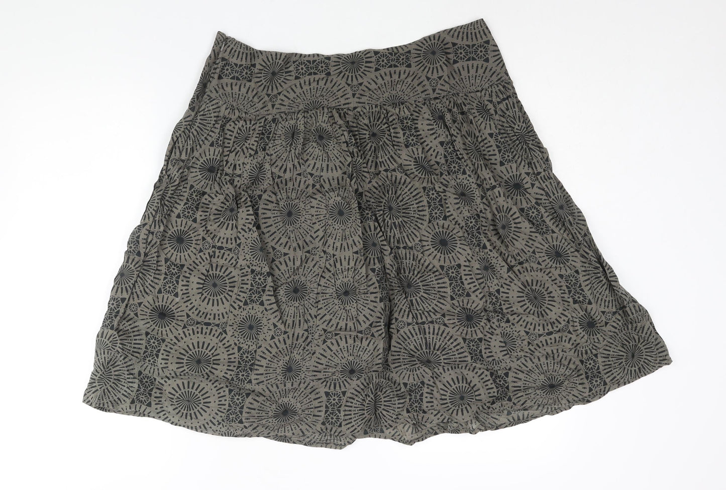 Marks and Spencer Womens Brown Cotton A-Line Skirt Size 14 Zip