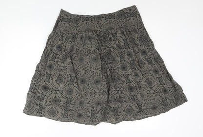 Marks and Spencer Womens Brown Cotton A-Line Skirt Size 14 Zip
