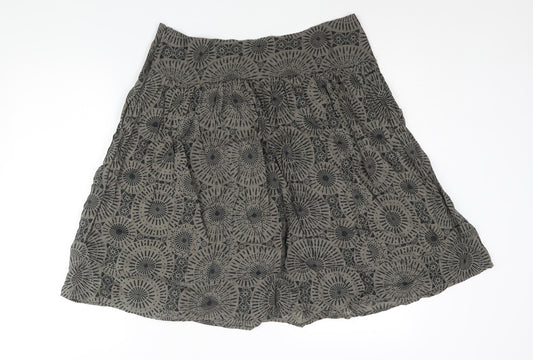 Marks and Spencer Womens Brown Cotton A-Line Skirt Size 14 Zip