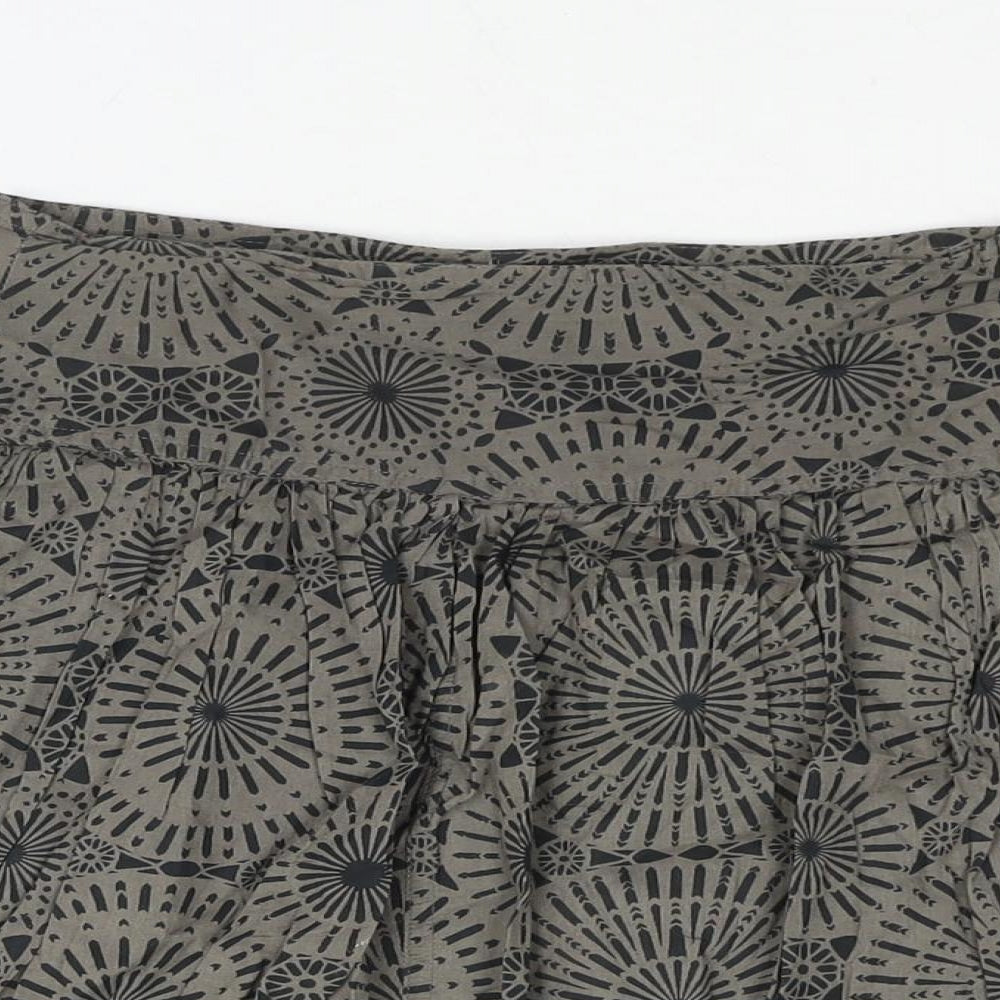 Marks and Spencer Womens Brown Cotton A-Line Skirt Size 14 Zip