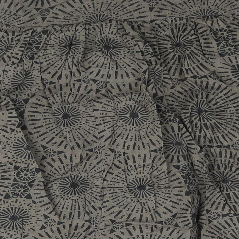 Marks and Spencer Womens Brown Cotton A-Line Skirt Size 14 Zip