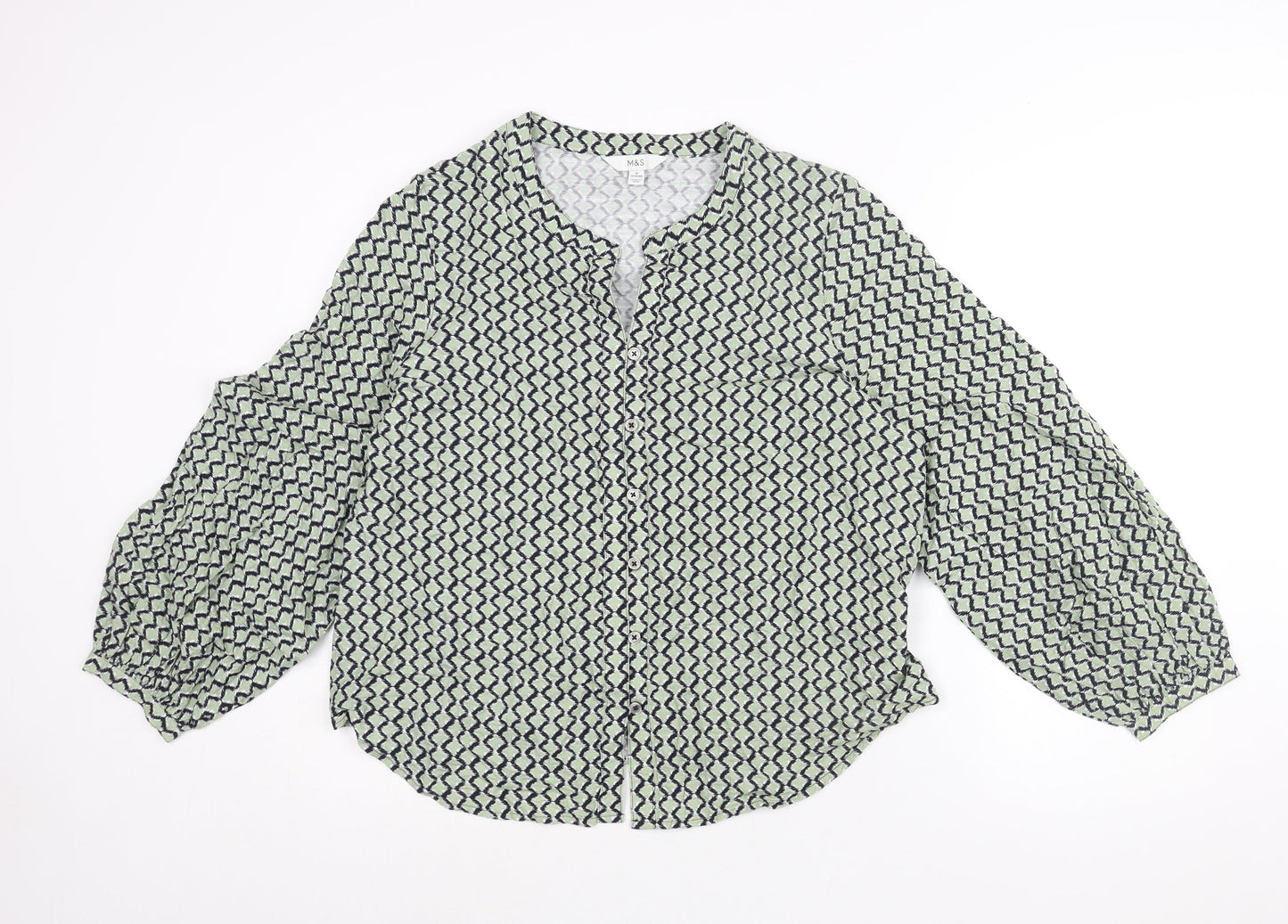 Womens UK Size 16 Marks and Spencer Green Basic Button-Up