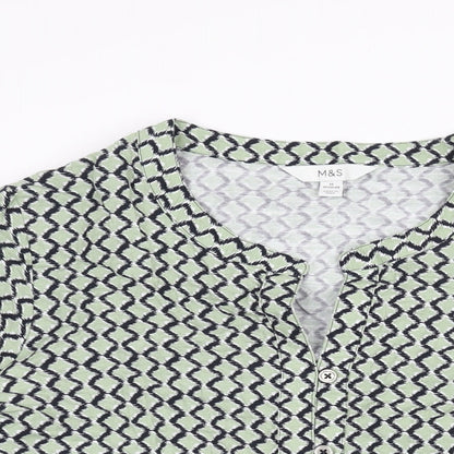 Womens UK Size 16 Marks and Spencer Green Basic Button-Up