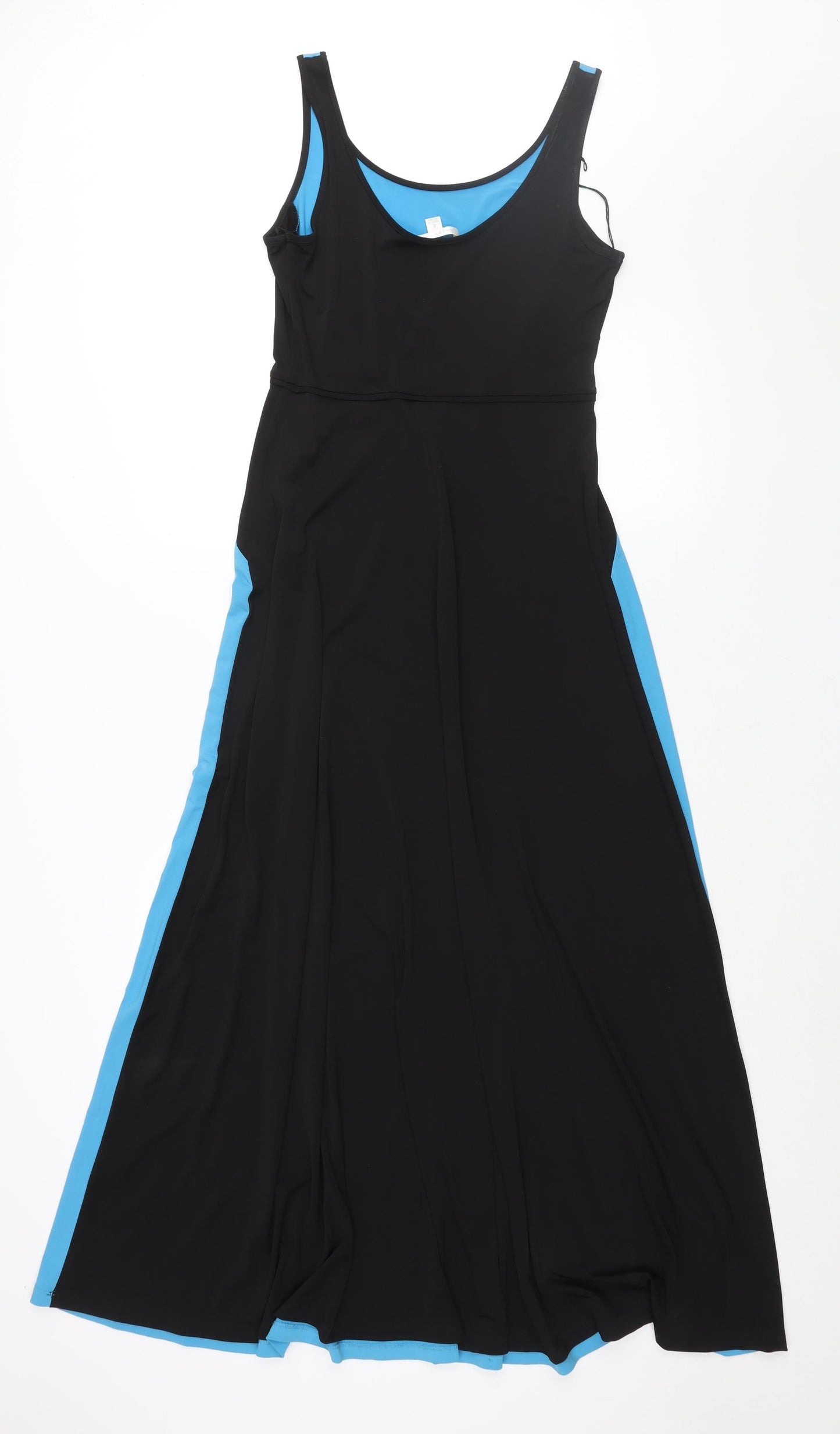 London Times Womens Blue Colourblock Polyester Maxi Size 6 Scoop Neck Pullover