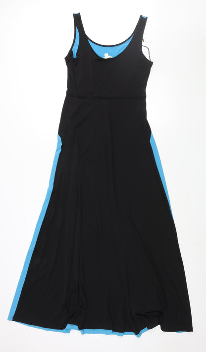 London Times Womens Blue Colourblock Polyester Maxi Size 6 Scoop Neck Pullover
