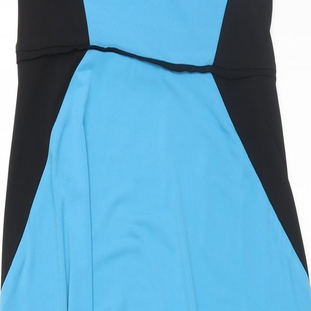 London Times Womens Blue Colourblock Polyester Maxi Size 6 Scoop Neck Pullover